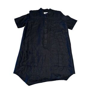 OSEI-DURO Black 100% Cotton Short Sleeve Shirt Dress Women's Size Small S